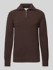 SELECTED HOMME Gebreide pullover met ribboorden, model 'LAND' Donkerbruin