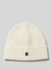 BOSS Beanie van scheerwol met labeldetail, model 'Fati' Offwhite