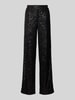 Pieces Tapered Fit Weite Hose mit Paillettenbesatz Modell 'DELPHIA' Black