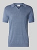 Lindbergh Slim Fit Poloshirt mit V-Ausschnitt Modell 'Ecovero' Rauchblau