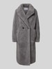 comma Płaszcz ze sztucznego futra z połami Szaroniebieski