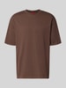 HUGO t-shirt o kroju oversized z czystej bawełny model 'Devrolo' Czekoladowy