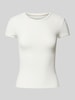 Review T-shirt met geribde ronde hals Offwhite