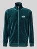 PUMA PERFORMANCE Sweatjack van suède met labelstitching Flessengroen