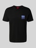 HUGO T-shirt met labelprint en ronde hals, model 'Dapusi' Zwart