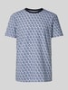 Christian Berg Men T-Shirt mit geripptem Rundhalsausschnitt Jeansblau