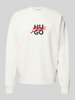 HUGO Sweatshirt met labelprint en -stitching, model 'Dlogonty' Offwhite