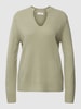 Christian Berg Woman Strickpullover aus Wolle mit V-Ausschnitt Schilf