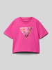 Guess T-Shirt mit geripptem Rundhalsausschnitt Pink