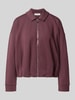 Christian Berg Woman Sweatjack met platte kraag Aubergine