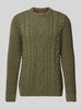 Superdry Strickpullover mit Zopfmuster Modell 'Jacob' Oliv