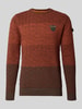 PME Legend Regular Fit Strickpullover aus reiner Baumwolle mit Label-Detail Rostrot