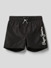 Pepe Jeans Badehose mit Label-Print Modell 'GUSTAVE' Schwarz