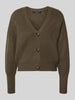 VERO MODA kardigan rozpinany o kroju oversized z dekoltem w serek model 'LEA' Ciemnozielony