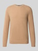 Christian Berg Men Kaschmirpullover mit gerippten Abschlüssen Sand Melange