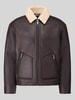ONLY & SONS Kunstlederjacke mit Shearlingkragen Schoko