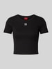 HUGO Cropped T-Shirt mit Label-Print Black