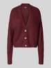 ONLY Boxy Fit Strickjacke mit V-Ausschnitt Modell 'CAROL' Bordeaux