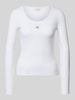 Calvin Klein Jeans Slim Fit Langarmshirt aus Baumwoll-Mix Weiss