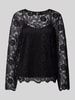 Pieces Regular Fit Langarmbluse aus Spitze Modell 'OLLINE' BLACK
