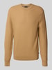 BOSS Regular fit gebreide pullover van zuiver katoen Beige
