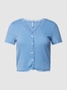 Only Kort T-shirt met kant, model 'CILLE' Bleu