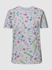 Jake*s Casual T-Shirt mit floralem Allover-Muster Hellgrau meliert