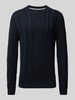 s.Oliver RED LABEL Regular fit gebreide pullover met kabelpatroon van katoen Donkerblauw