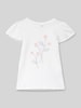 s.Oliver RED LABEL Regular Fit T-Shirt aus reine Baumwolle mit Effektgarn-Stickerei Weiss