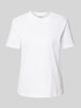 Jake*s Casual T-Shirt mit geripptem Rundhalsausschnitt Weiss