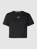 Calvin Klein Jeans T-Shirt in Feinripp-Optik Modell 'BADGE' Black