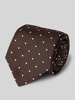 BOSS Zijden stropdas met all-over motief Donkerbruin