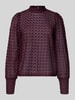 Vero Moda Regular Fit Spitzenbluse mit Mock Neck Modell 'BECCA' Bordeaux