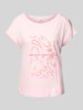 s.Oliver RED LABEL Relaxed fit T-shirt van een mix van katoen en viscose met artworkprint Roze