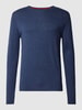 Christian Berg Men Gebreide pullover in effen design  Donkerblauw gemêleerd