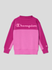 CHAMPION Sweatshirt mit geripptem Rundhalsausschnitt Fuchsia