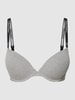 Calvin Klein Jeans Beha met labeldetails, model 'PUSH UP PLUNGE' Lichtgrijs gemêleerd