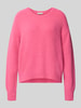 Milano Italy Oversized Fit Strickpullover mit Rundhalsausschnitt Fuchsia