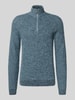 Blend Slim fit gebreide pullover met ritssluiting, model 'Darik' Lichtblauw
