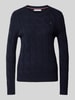 Tommy Hilfiger Wollpullover mit Logo-Stitching Dunkelblau