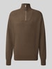 Jake*s Studio Men Regular Fit Troyer aus Viskose-Mix Mittelbraun