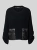 Marc Cain Wollen pullover met vaste mouwomslagen Zwart