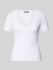 Gina Tricot T-shirt in riblook met kant Wit