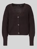 VERO MODA Oversized gebreid jack met v-hals model 'LEA' Chocoladebruin