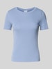 Jake*s Casual T-Shirt mit geripptem Rundhalsausschnitt Bleu