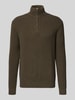 Replay Gebreide pulllover met opstaande kraag en ritssluiting Olijfgroen