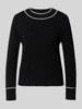 Marc Cain Regular fit pullover van wol alpaca met contrasterende strepen Wit
