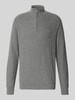 Fynch-Hatton Strickpullover mit Troyer-Kragen Mittelgrau