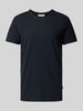 Casual Friday T-Shirt mit geripptem Rundhalsausschnitt Marine