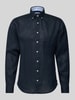 Fynch-Hatton Regular fit linnen overhemd met button-downkraag Marineblauw